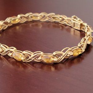 Vintage Marquis Citrine and X Tennis Bracelet 10k